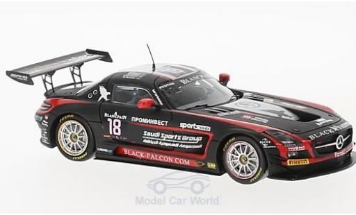 Diecast model cars Mercedes SLS GT3 AMG No.18 Black Falcon 24h Spa 2014 R.Muscat/V.Lunkin/T.Al Faisal/C.Bracke 1/43 Spark