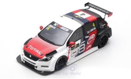 Diecast model cars Peugeot 308 TCR No.4 Europe Spa-Francorchamps 2018 J.Briche 1/43 Spark