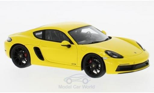 Diecast model cars Porsche 718 GTS yellow 2018 1/43 Spark