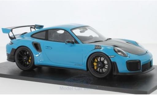 Diecast model cars Porsche 911 GT2 RS (991.2) blue/carbon 2018 1/18 Spark