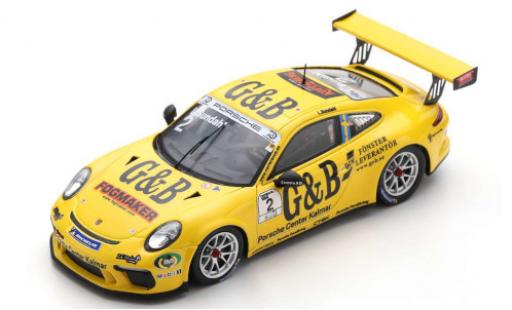 Diecast model cars Porsche 911 GT3 Cup No.2 Carrera Scandinavia 2018 L.Sundahl 1/43 Spark