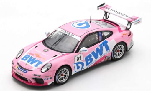 Diecast model cars Porsche 911 GT3 (991) Cup No.91 BWT Carrera Cup France 2020 J.Evans 1/43 Spark