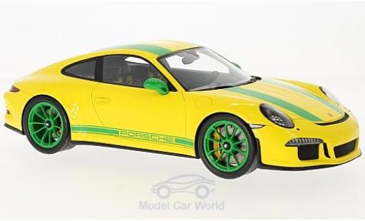 Diecast model cars Porsche 911 R yellow/green 2016 1/18 Spark