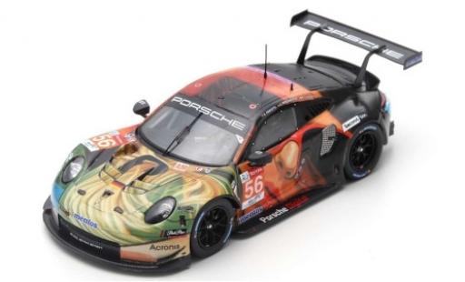 Diecast model cars Porsche 911 RSR (991) No.56 Team Project 1 LMGTE AM 24h Le Mans 2019 J.Bergmeister/P. Lindsey/E.Perfetti 1/87 Spark