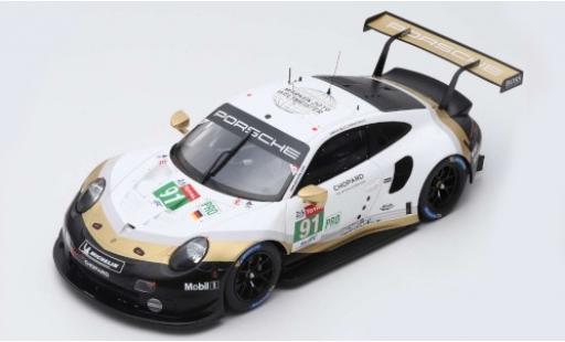 Diecast model cars Porsche 911 RSR (991) No.91 GT Team LMGTE Pro 24h Le Mans 2019 R.Lietz/G.Bruni/F.Makowiecki 1/87 Spark
