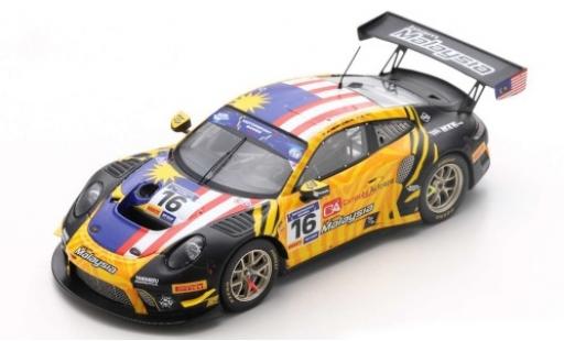 Diecast model cars Porsche 911 GT3 R No.16 Team Malaysia FIA Motorsport Games GT Cup Vallelunga 2019 A.H.D Silva/W.Tan 1/43 Spark