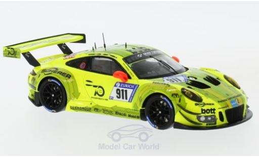Diecast model cars Porsche 911 GT3 R No.911 Manthey Racing 24h N&Atilde;&frac14;rburgring 2018 K.Estre/.Dumas/L.Vanthoor/E.Bamber 1/43 Spark