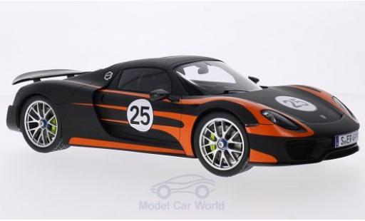 Diecast model cars Porsche 918 Weissach Package Spyder black/orange -Paket 1/18 Spark