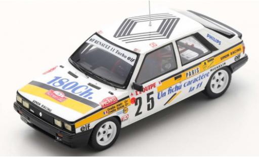 Diecast model cars Renault 11 Turbo No.25 Rally WM Rally Monte Carlo 1986 A.Oreille/S.Oreille 1/43 Spark
