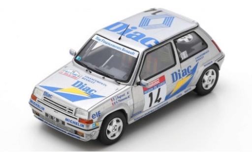 Diecast model cars Renault 5 Rallye GT Turbo No.14 Societe Diac Diac Rally WM Tour de Corse 1990 J.Ragnotti/G.Thimonier 1/43 Spark
