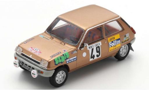 Diecast model cars Renault 5 LS No.49 Rally Monte Carlo 197 A.Follin/P.Bertrand 1/43 Spark