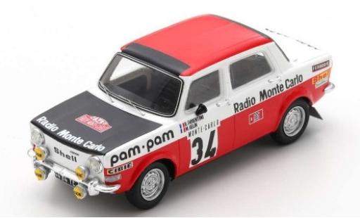 Diecast model cars Simca 1000 Rallye 2 Rally 2 No.34 Paul Watson Racing Organisation Radio Monte Carlo Rally Monte Carlo 1973 B.Fiorentino/M.Gelin 1/43 Spark