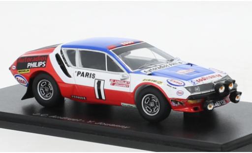 Diecast model cars Alpine A310 rallye No.1 Autoradios Philips Rally WM Rally Monte Carlo 1976 1/43 Spark