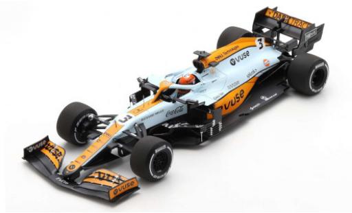Diecast model cars McLaren F1 MCL35M No.3 Team Gulf formula 1 GP Monaco 2021 1/18 Spark