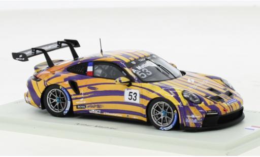 Diecast model cars Porsche 911 GT3 Cup No.53 Motorsport Carrera France Spa 2021 1/43 Spark