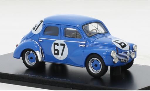 Diecast model cars Renault 4CV Racing blue No.67 24h Le Mans 1952 1/43 Spark
