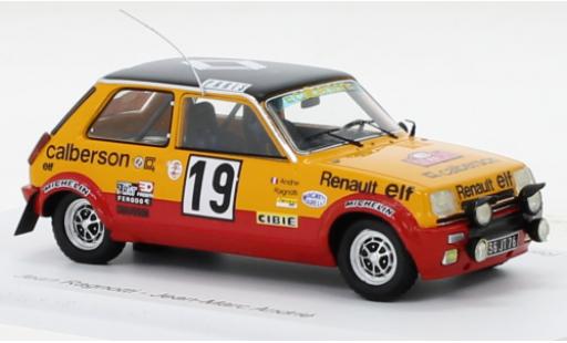 Diecast model cars Renault 5 Alpine Gr.2 No.19 Calberson Rally WM Rally Monte Carlo 1978 1/43 Spark