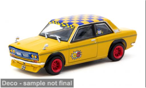 Diecast model cars Datsun 510 Sedan yellow/Dekor 1/64 Tarmac Works