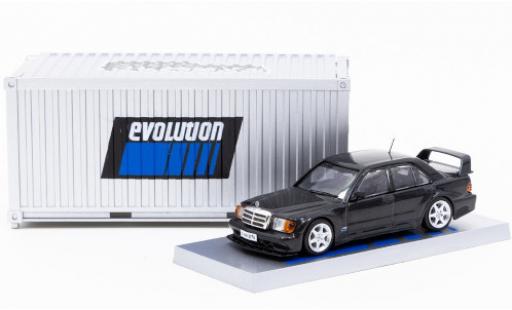 Diecast model cars Mercedes 190 Evo E 2.5-16 Evolution II metallic black with Vitrine in Containerdesign 1/64 Tarmac Works