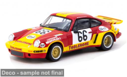 Diecast model cars Porsche 911 RSR Carrera 3.0 yellow/red 24h Le Mans 1974 #66 1/64 Tarmac Works