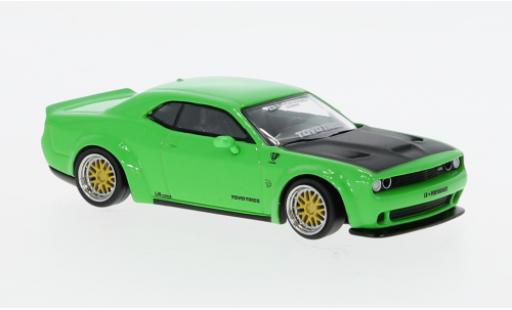 Diecast model cars Dodge Challenger SRT Hellcat LB-Works metallise la chaux 1/64 Tarmac Works