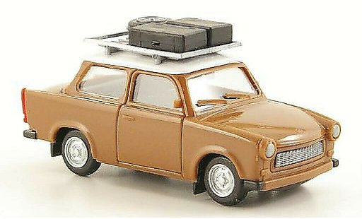 Trabant 601 Base 1/87 Herpa brown/white with roofgepacktrager + Ladegut diecast model cars