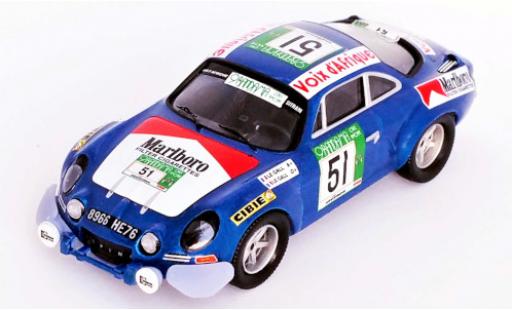 Diecast model cars Alpine A110 rallye Renault No.51 Rally WM Rally Bandama 1977 M.Le Gall/Y.Le Gall 1/43 Trofeu