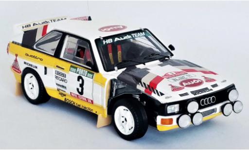 Diecast model cars Audi Sport Quattro rallye No.3 HB Team HB Rally WM Rally Portugal 1985 damaged S.Blomqvist/B.Cederberg 1/43 Trofeu