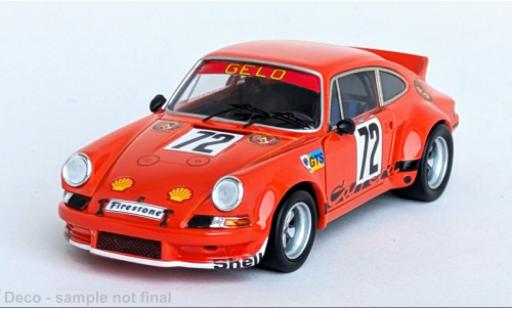 Diecast model cars Porsche 911 RSR Carrera orange 24h Le Mans 1974 #72 1/43 Trofeu