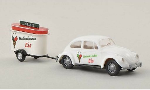 Volkswagen Kafer Base 1/87 Brekina Gelati - Italienisches Eis with Verkaufsanhanger diecast model cars