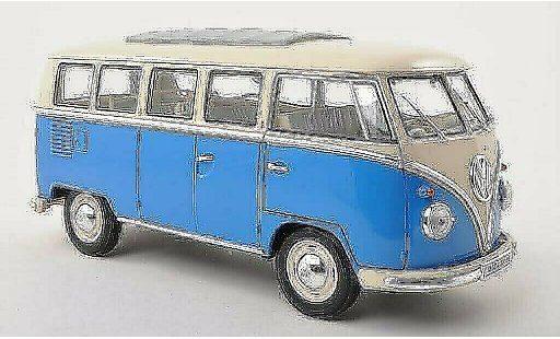 Volkswagen T1 B 1/18 Welly Bus blue/white 1962 diecast model cars