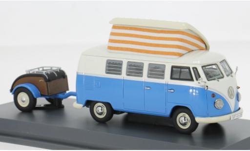Diecast model cars Volkswagen T1 Base Campingbus blue/white 1/43 Schuco