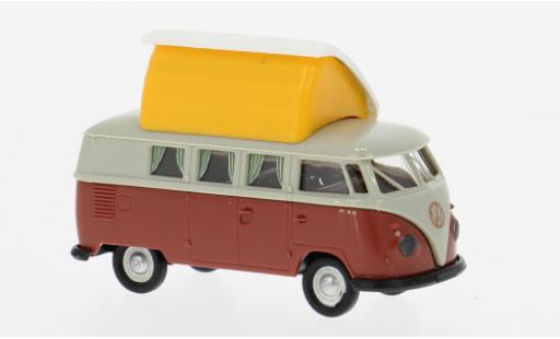 Diecast model cars Volkswagen T1 B Camper grey/red 1960 1/87 Brekina