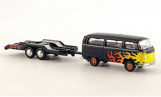 Volkswagen T2 Base 1/87 Bub Bus black with Flammendekor and Hanger diecast model cars
