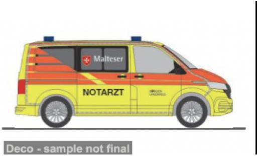 Diecast model cars Volkswagen T6 T6.1 .1 NEF Malteser Burgen Landkreis 1/87 Rietze