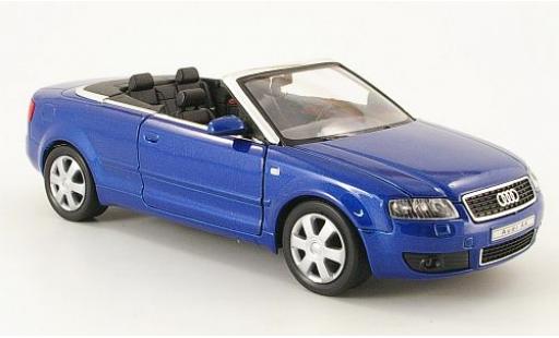 Diecast model cars Audi A4 cabriolet Convertible met.-blue open 2003 1/24 Welly