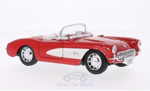 Diecast model cars Chevrolet Corvette Convertible red/white 1957 1/24 Welly