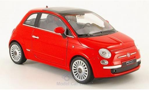 Diecast model cars Fiat 500 Base red 2007 without Vitrine 1/24 Welly