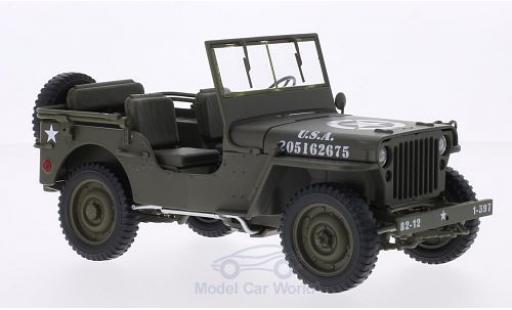 Diecast model cars Jeep Willys Militaire matt-oliv U.S. Army open 1/18 Welly