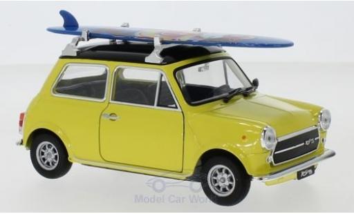 Diecast model cars Mini Cooper Base 1300 yellow/black 1974 Surfboard 1/24 Welly