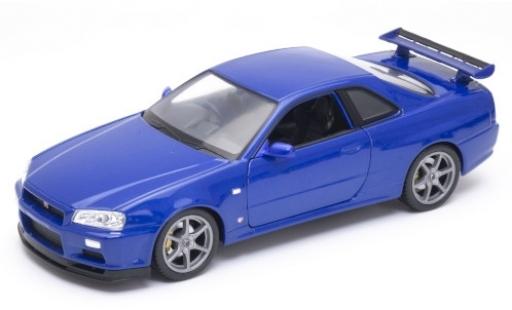 Diecast model cars Nissan Skyline R34 GT-R () metallic blue RHD 1/24 Welly