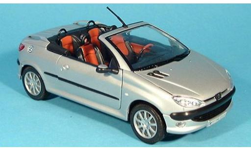 Diecast model cars Peugeot 206 CC Convertible open silver 1/24 Welly