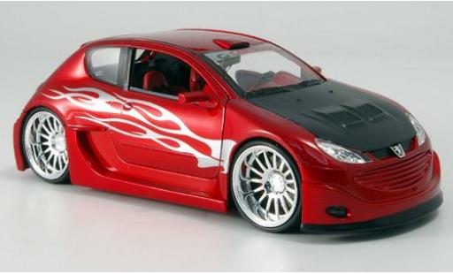 Diecast model cars Peugeot 206 Base metallic red/Dekor sans Vitrine 1/24 Welly