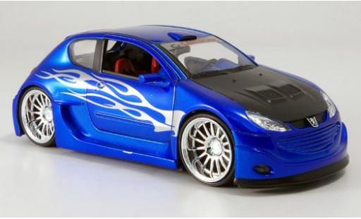 Diecast model cars Peugeot 206 Tuning met.-blue 1/24 Welly