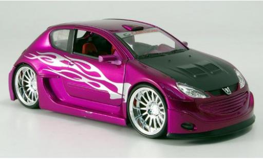 Diecast model cars Peugeot 206 Tuning met.-purple 1/24 Welly
