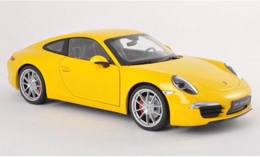 Diecast model cars Porsche 911 S Carrera yellow 1/18 Welly