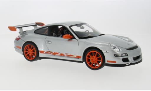 Diecast model cars Porsche 911 GT3 RS silver/orange 2007 1/18 Welly