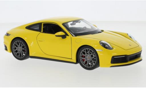 Diecast model cars Porsche 911 4S Carrera yellow 1/24 Welly