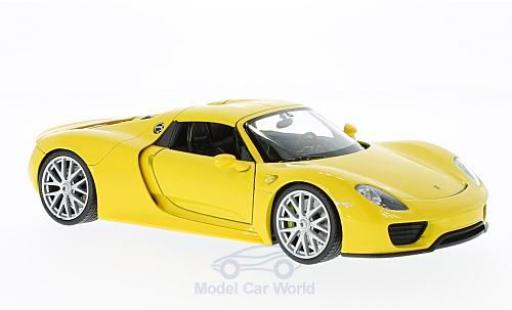 Diecast model cars Porsche 918 Base Spyder yellow 1/24 Welly
