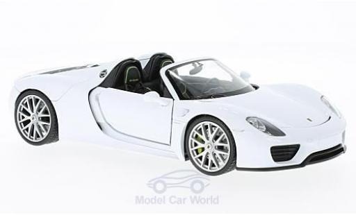 Diecast model cars Porsche 918 Base Spyder white open 1/24 Welly